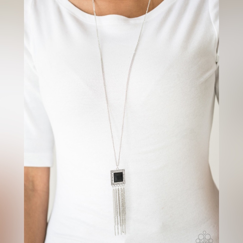 Shimmer Sensei - Black Long Fringe Necklace